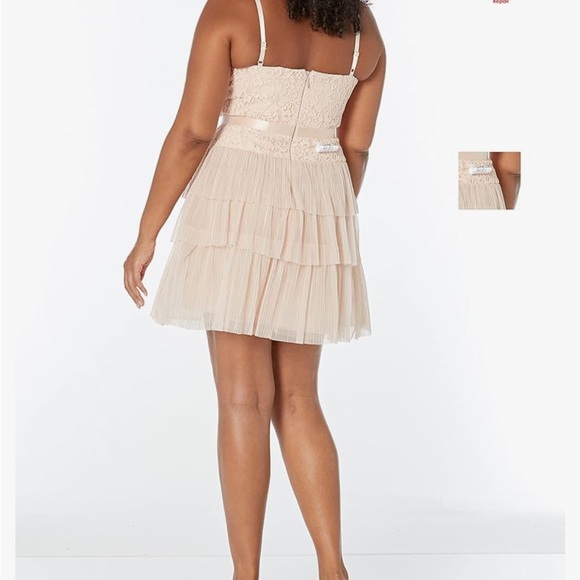 BCBG Champagne Pink Lace Tulle Cocktail Dress Sz 4 - Picture 3 of 7